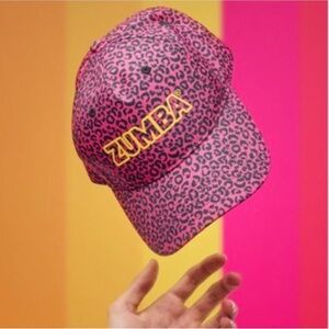 Zumba Fitness Pink Leopard Print Cap with Yellow Logo